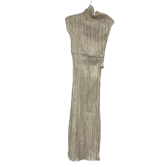 Massimo Dutti Womens Asymmetric Dress XS Pearl Gray Special Edition 6605/300 NWT - Picture 4 of 16